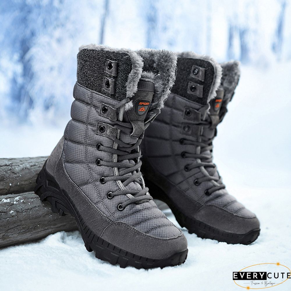 Casual Daily Waterproof Warm Booties Outdoor Lace Up Plush Lined High Top Snow Boots