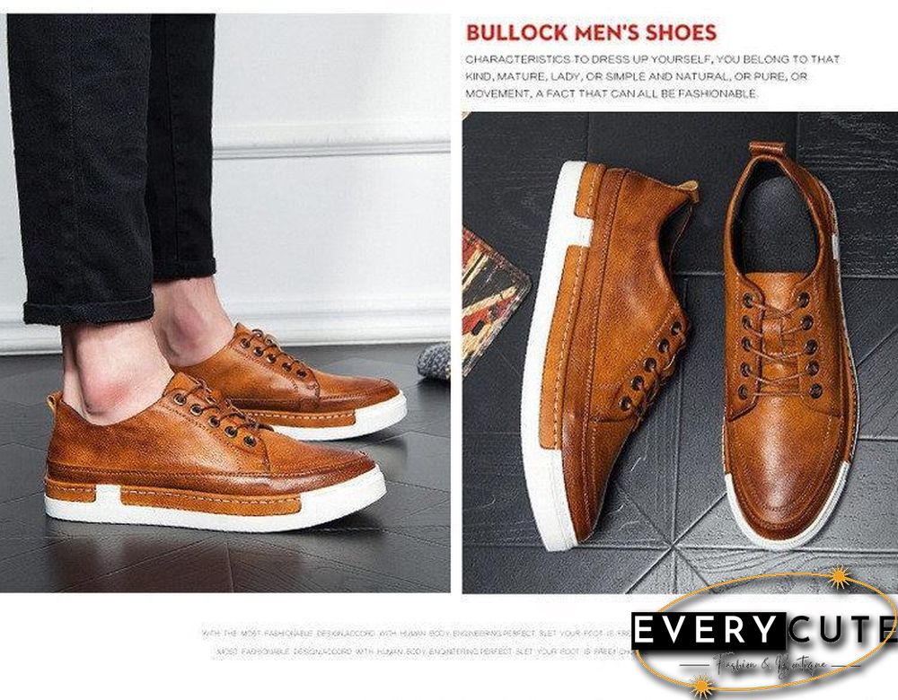 Casual Shoes Men Fashion Vintage Shoes Brown Brand Male Shoes Genuine Leather Men's Leisure Shoes