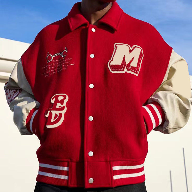 Letter Print Baseball Jacket