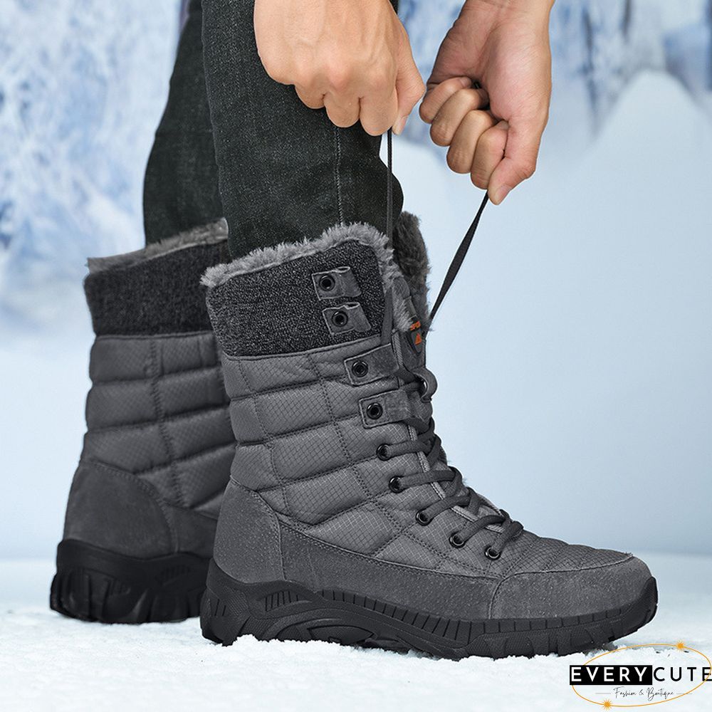 Casual Daily Waterproof Warm Booties Outdoor Lace Up Plush Lined High Top Snow Boots