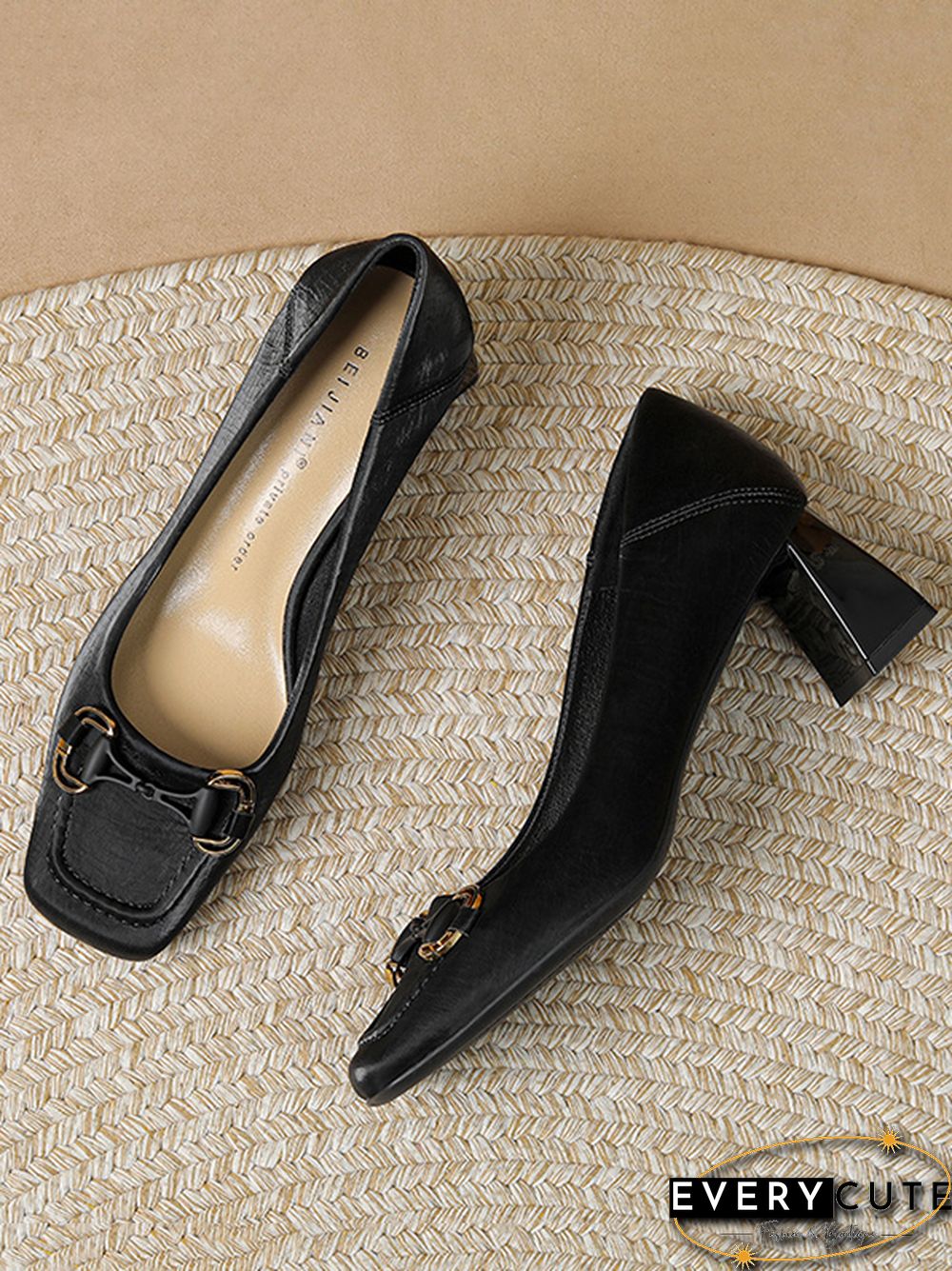 Shallow Cut Split-Joint Square-Toe Pumps