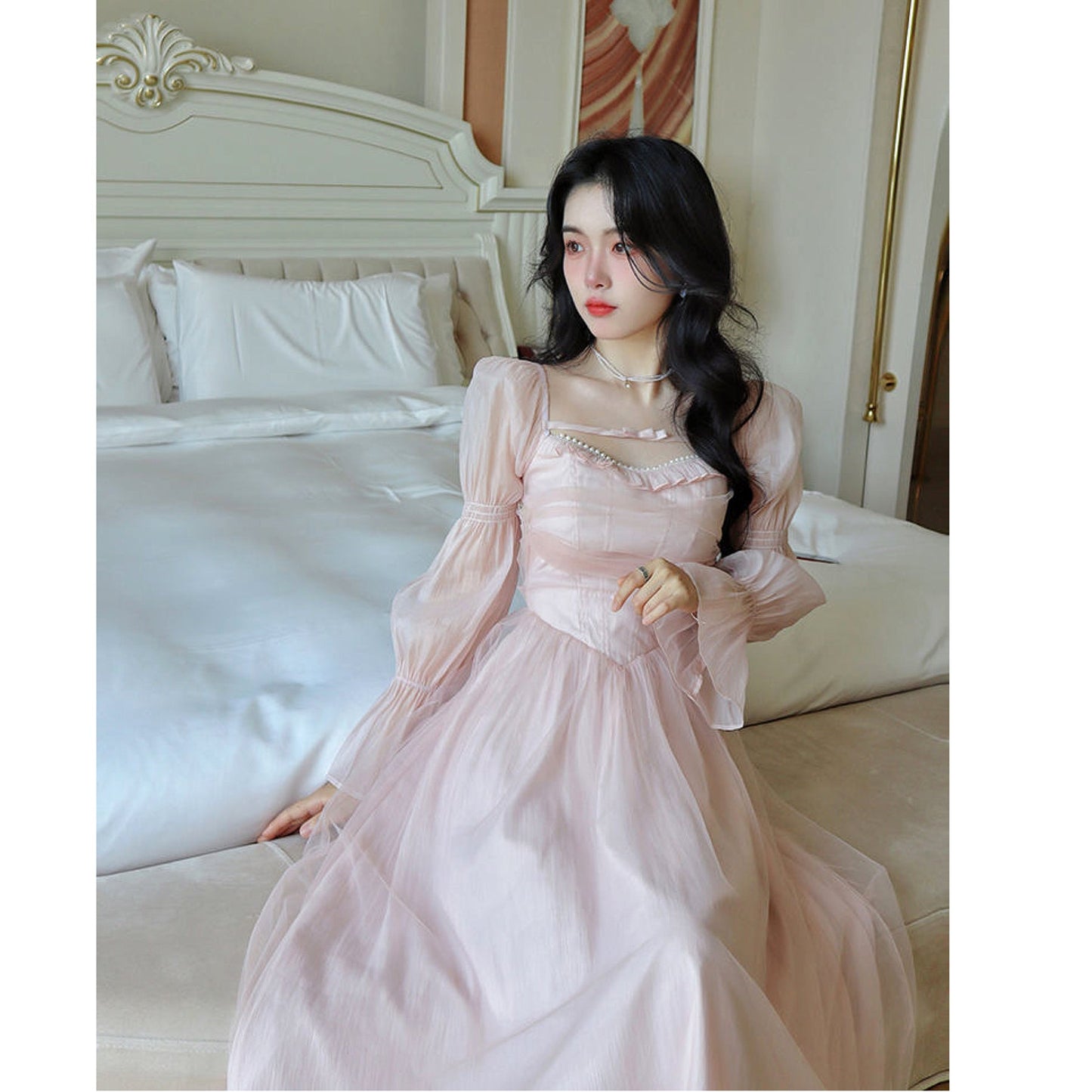 Pale Petal-Pink Delicate Fairy Princesscore Dress