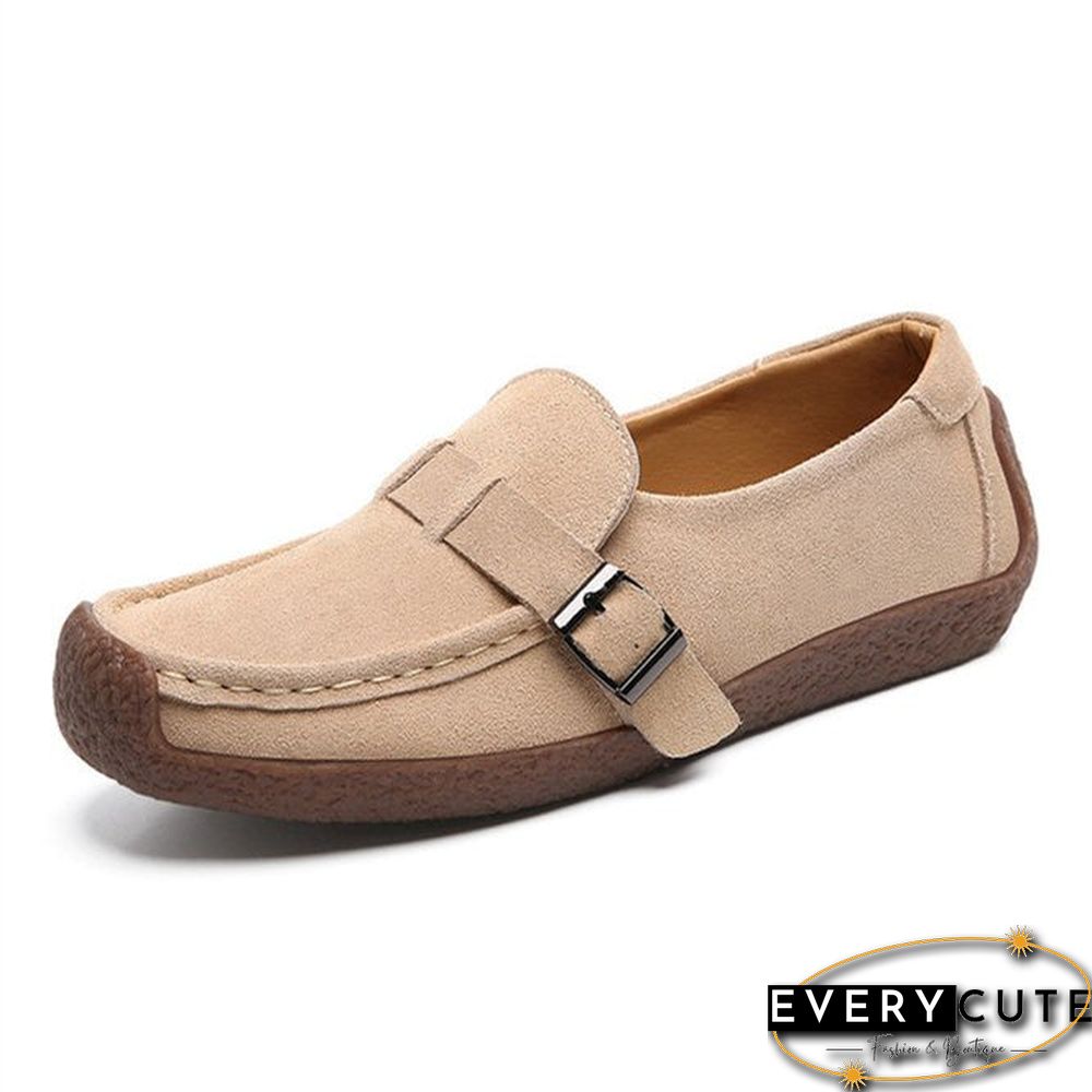 Plus Size Buckle Decor Casual Flat Loafers Shoes