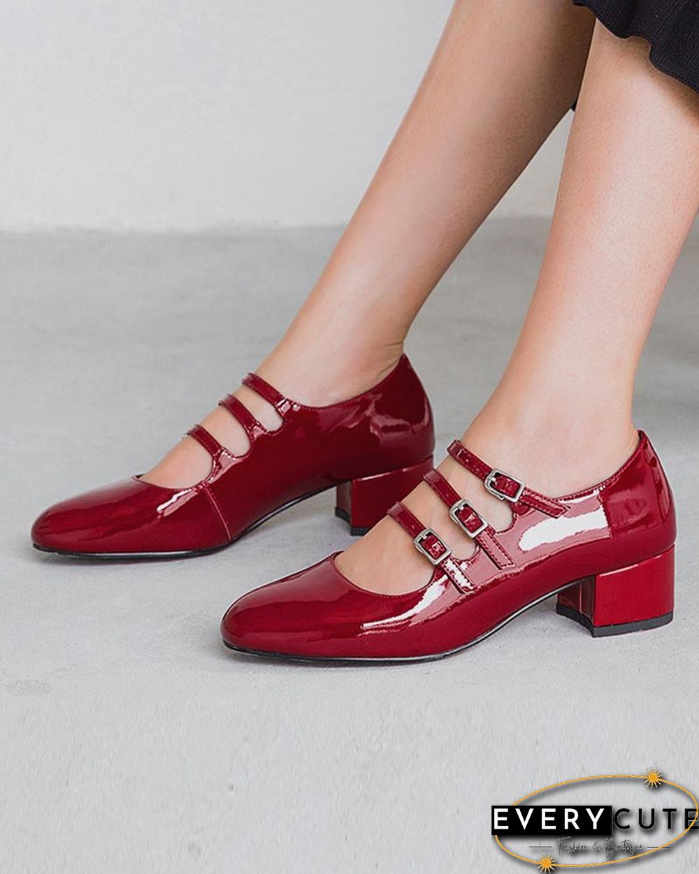 Polished Multi-Strap Mary Jane Shoes