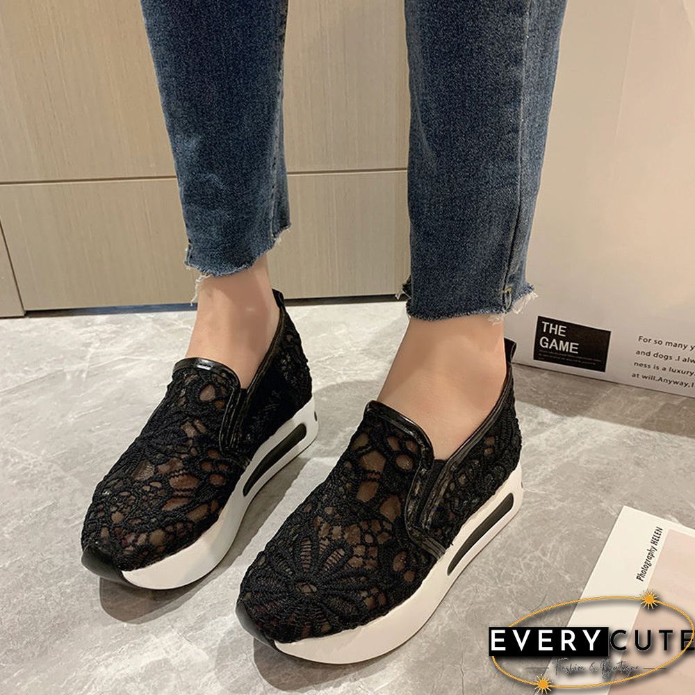 Women Floral Embroidery Breathable Sheer Mesh Sneakers Shoes