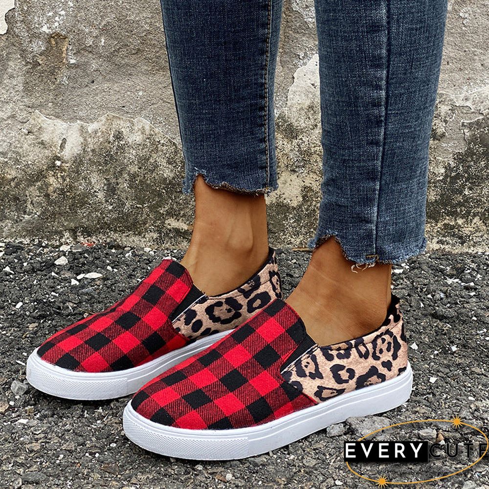 Casual Canvas Plaid Round Toe Shoes