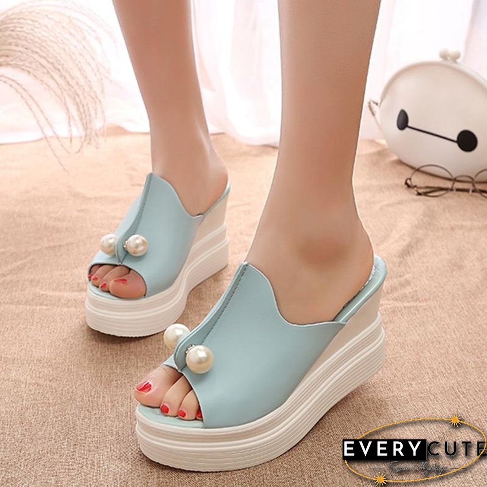 Women Summer Sandals Slippers Beach Shoes String Beads Platform Sandals