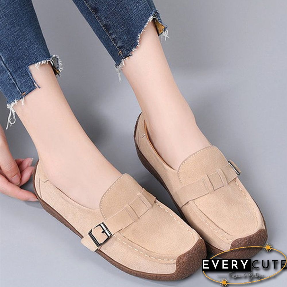 Plus Size Buckle Decor Casual Flat Loafers Shoes