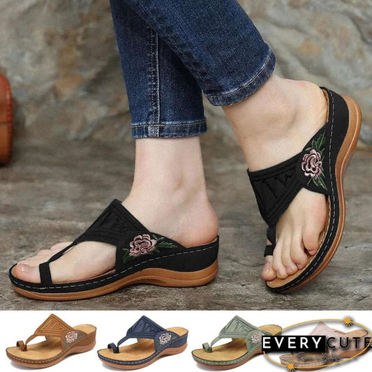 Women's Shoes Sandals Summer Beach Flip Flops Casual Slippers Fashion Wedge Heels