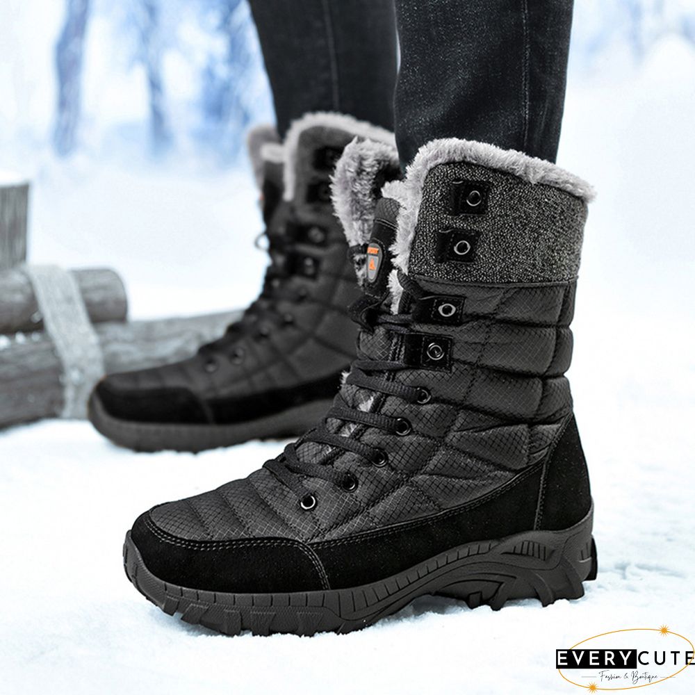 Casual Daily Waterproof Warm Booties Outdoor Lace Up Plush Lined High Top Snow Boots