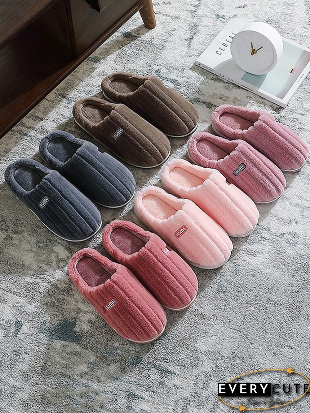 Indoor Warm Non-Slip Solid Color Slippers