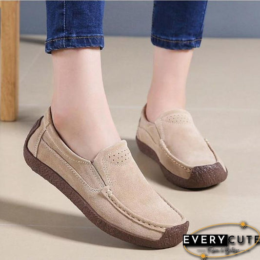 Women Moccasins Flats Genuine Leather Slip On Suede Loafers Shoes