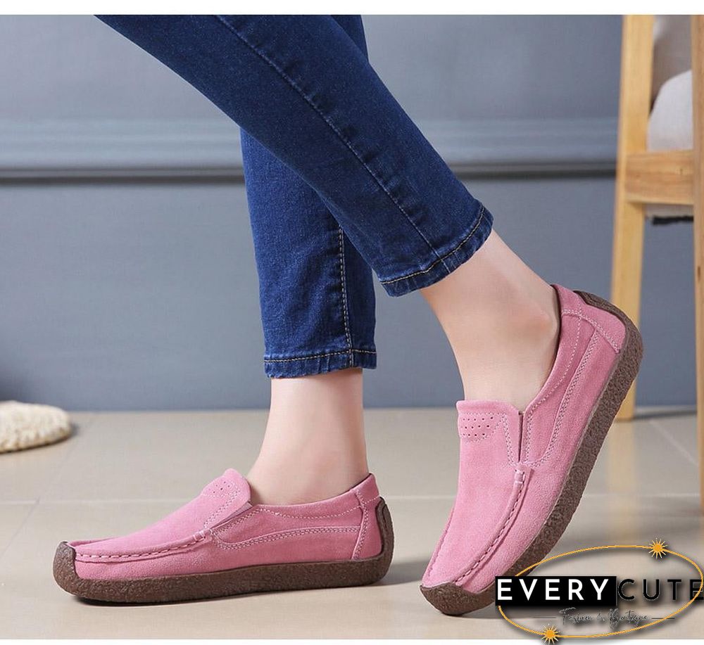 Women Moccasins Flats Genuine Leather Slip On Suede Loafers Shoes