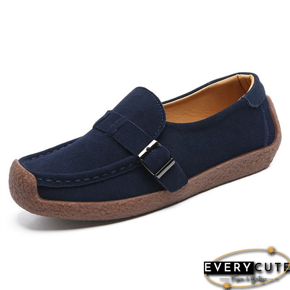 Plus Size Buckle Decor Casual Flat Loafers Shoes