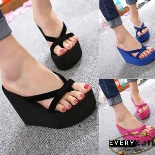 Women Casual Fashion Wedges Flip Flops Outdoor Slippers For Summer Platform Shoes