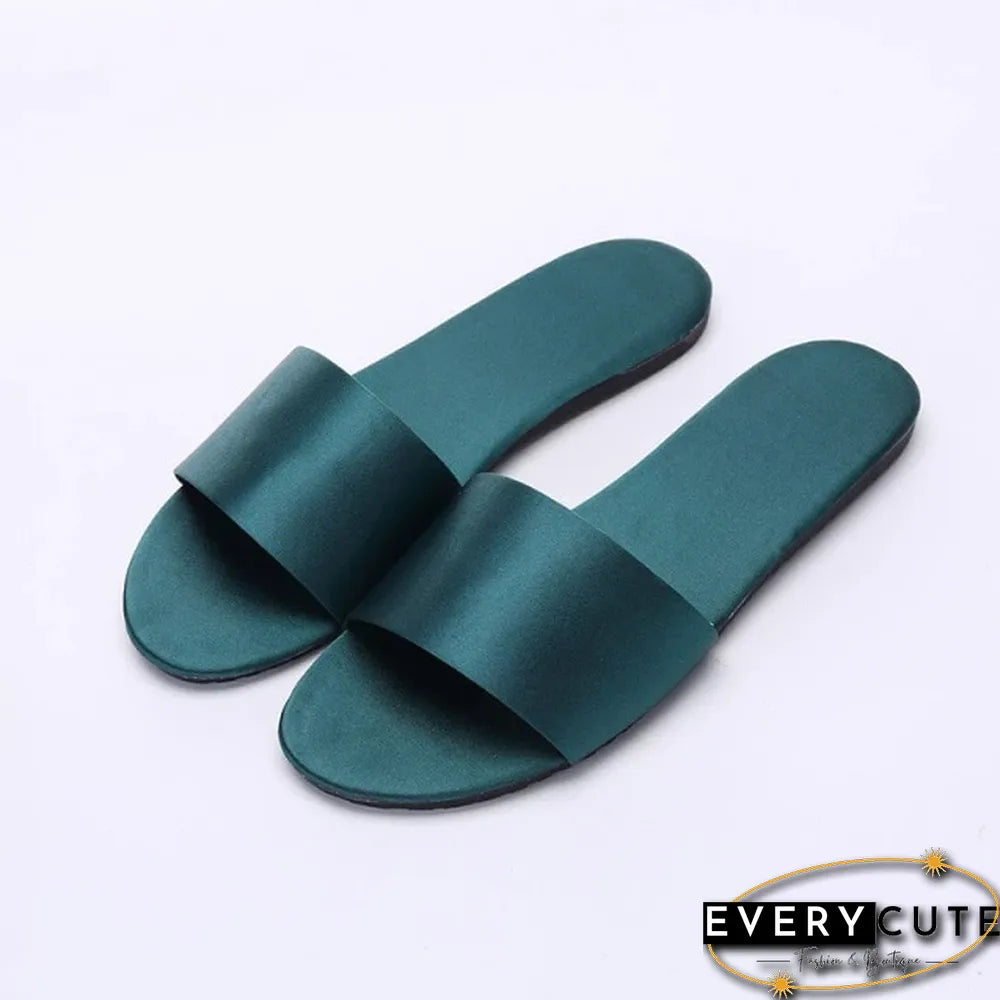 Women Beach Slippers Summer Flat Shoes Woman Slip On Slides Silk Style Female Slip On Sandals Girls Indoor Outdoor Slippers