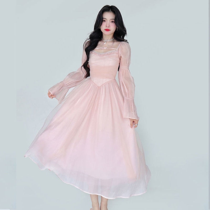 Pale Petal-Pink Delicate Fairy Princesscore Dress