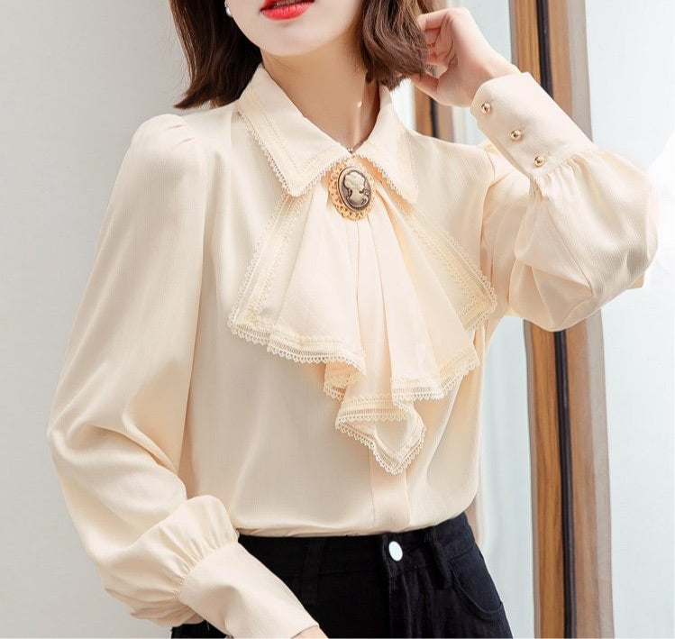 Audrey Vintage-style Cameo Blouse