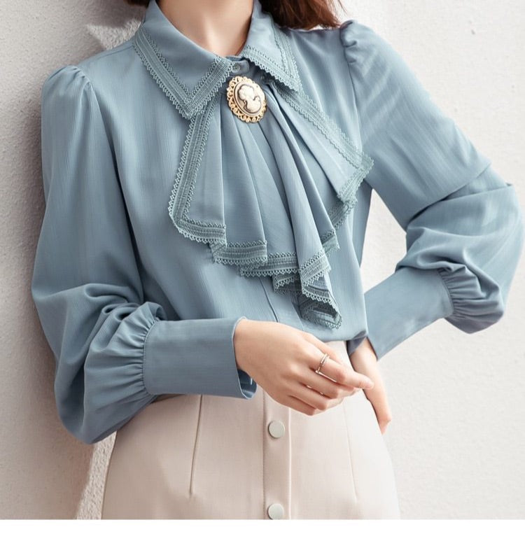 Audrey Vintage-style Cameo Blouse