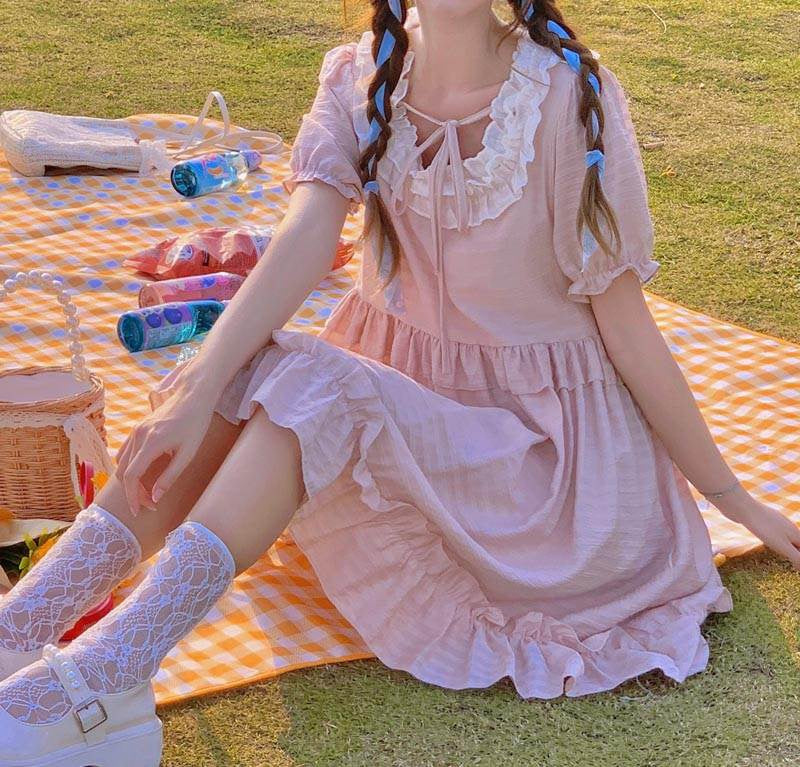 Bonnie Pastel Pink Oversized Kawaii Aesthetic Dress