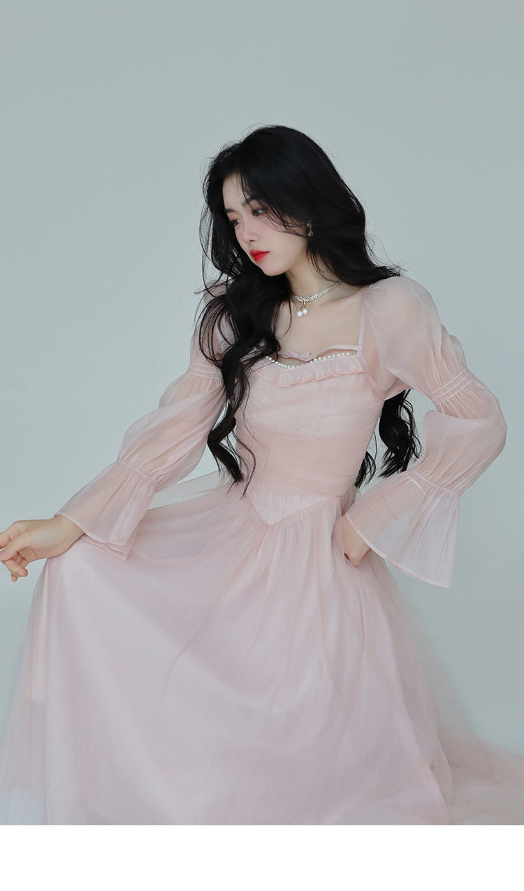 Pale Petal-Pink Delicate Fairy Princesscore Dress