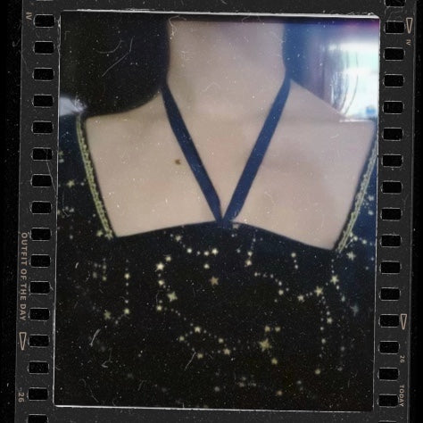 Cosmic Witch Blue Velvet Galaxy Star Dress