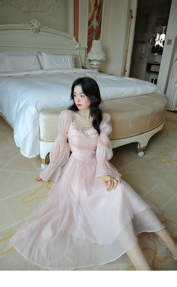 Pale Petal-Pink Delicate Fairy Princesscore Dress