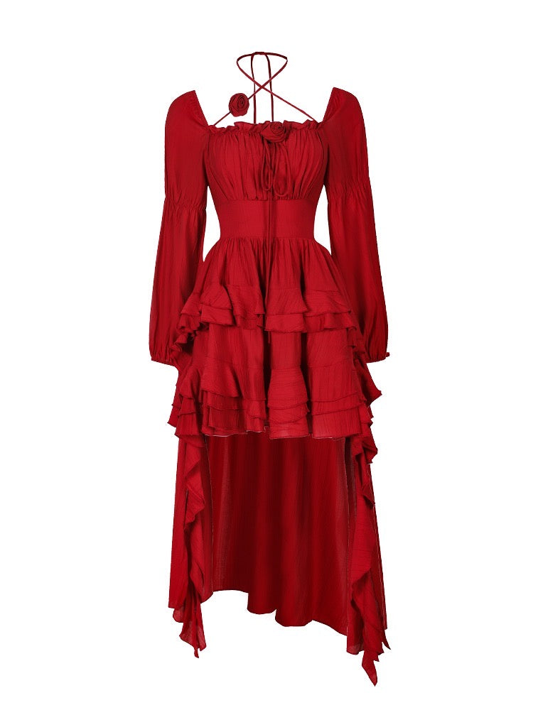 In a Fairytale Forest Layered High-Low Red Princesscore Dress