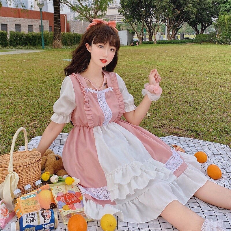 Eli Blossom Pink Frilly Short Sleeve Kawaii Princess Lolita Dress