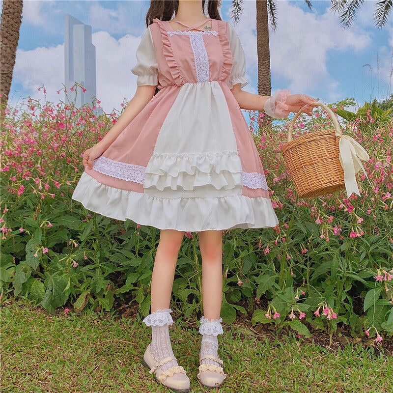 Eli Blossom Pink Frilly Short Sleeve Kawaii Princess Lolita Dress