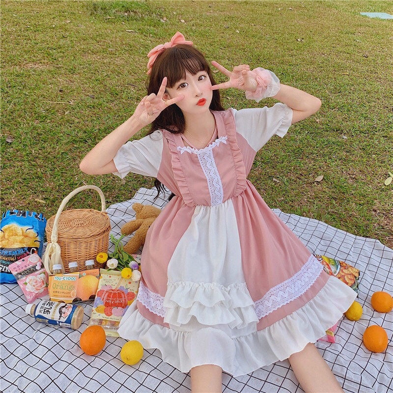 Eli Blossom Pink Frilly Short Sleeve Kawaii Princess Lolita Dress