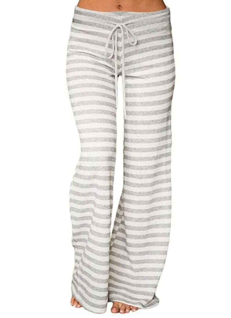 Print Sleep Bottom Women Cotton Long Pant Home Pajamas Soft Slip Summer Pants Drawstring Big Size Sexy Stripe Casual Big Size