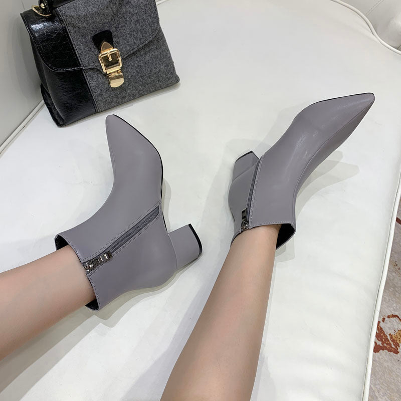 Women's Shoes Spring and Autumn Women's Shoes 2019 New Summer  Shoes Thick Heel High heel White Boots.