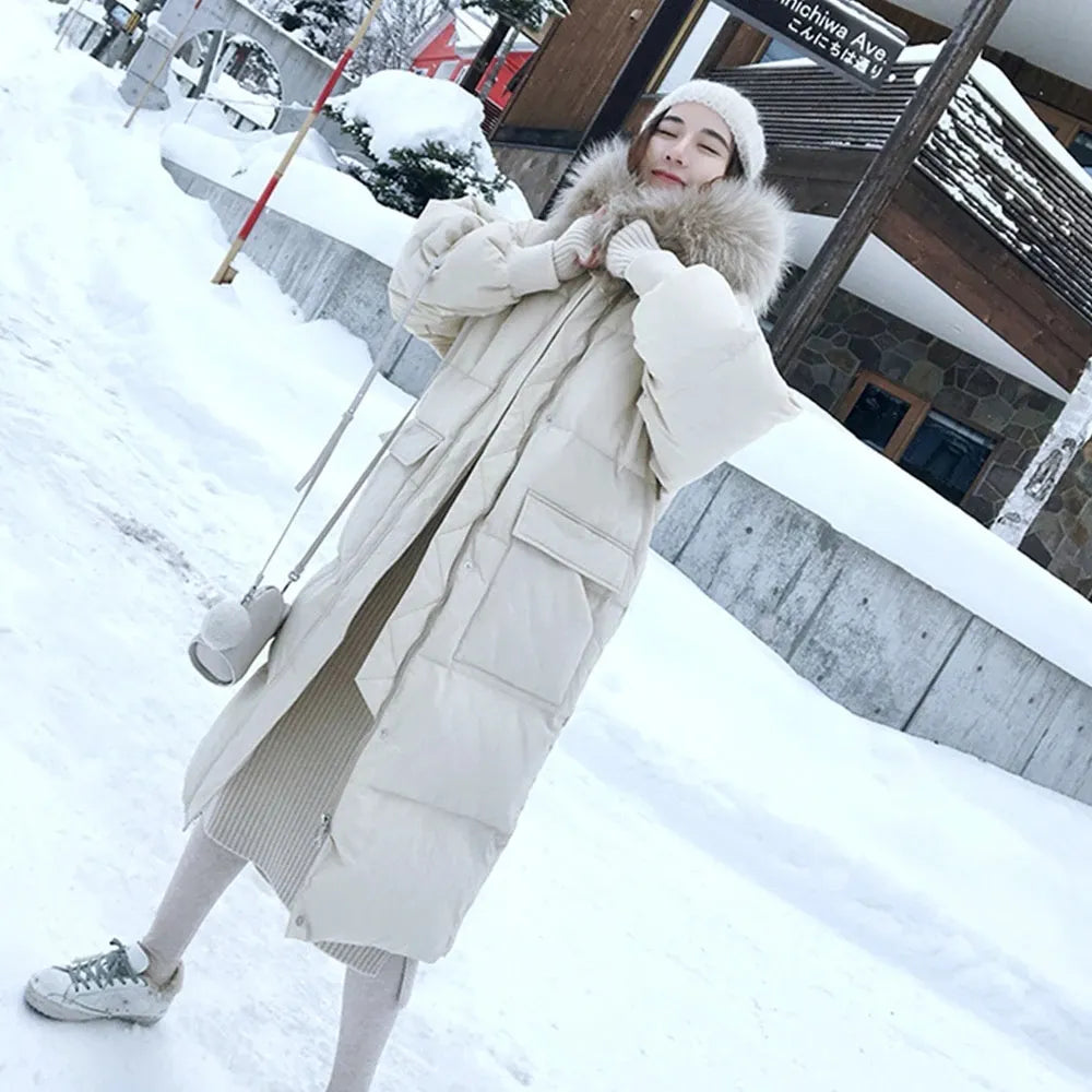 2023 Women Double Sided Down Long Jacket Winter Turtleneck  Coat Warm Parkas Snow Outwear Oversized  Long Winter Jacket