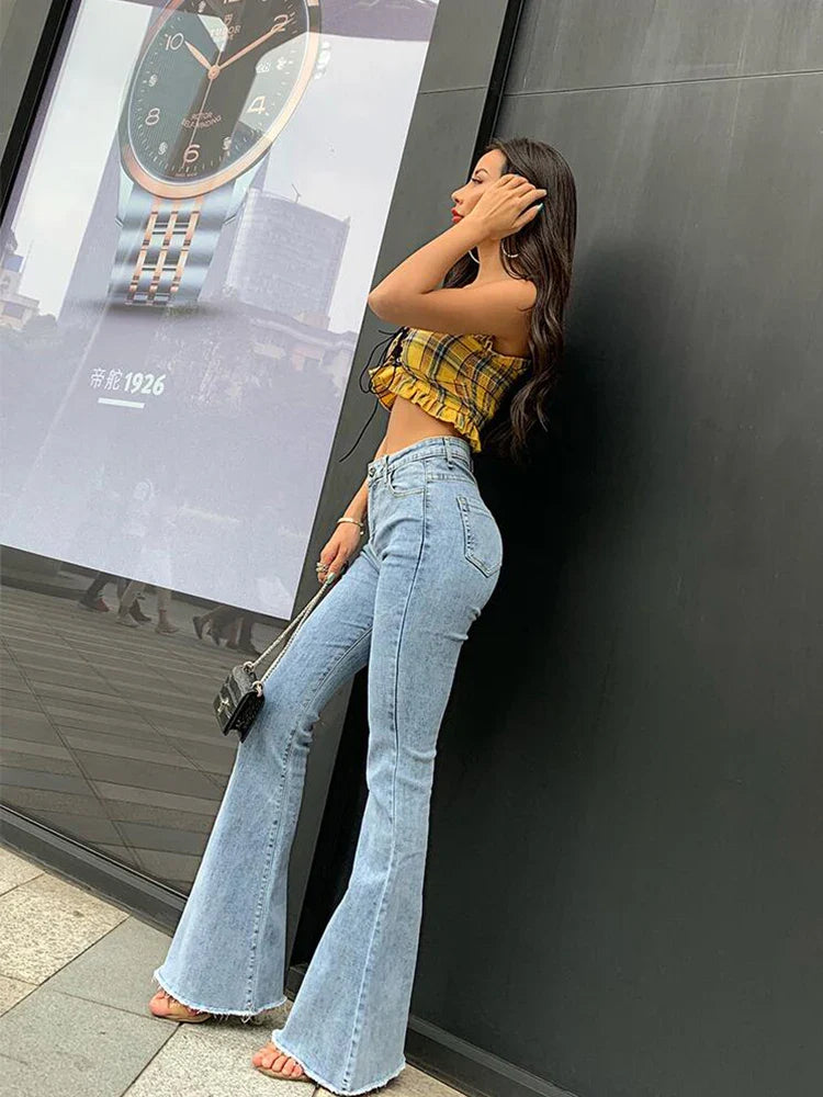 Flare Jeans Pants Women’s Vintage Denim y2k Jeans Women High Waist Fashion Stretch tall and thin Trousers streetwear retro Jeans