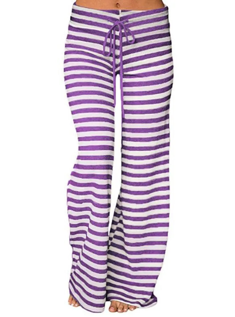 Print Sleep Bottom Women Cotton Long Pant Home Pajamas Soft Slip Summer Pants Drawstring Big Size Sexy Stripe Casual Big Size