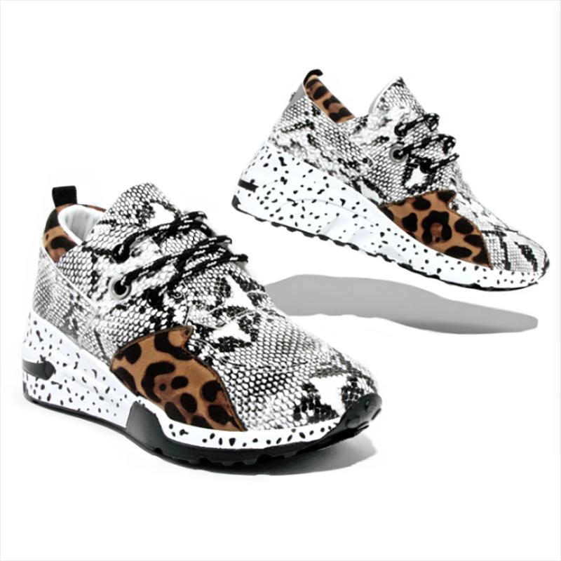 Women Sneakers Lace-Up Platform Sports Shoes for Women Breathable Ladies Sneakers Leopard Print Women's Vulcanize Shoes