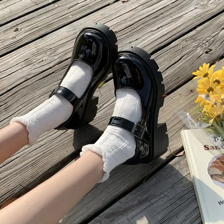 lolita shoes platform shoes heels mary janes Women Japanese Style Vintage shoes for women College Student white Women's shoes 43