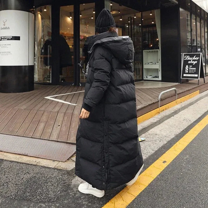 Super Long Padded Cotton Jacket Women 2023 New Korean Over-The-Knee  Fashion Parkas Winter Female  Thick Black Down Cotton Coat