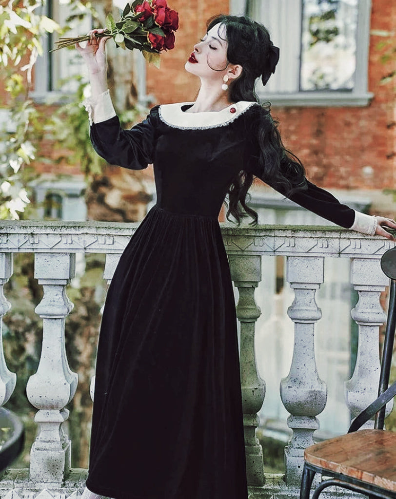 Fragments of a Romance Dark Aesthetic Romantic Goth Velvet Dress