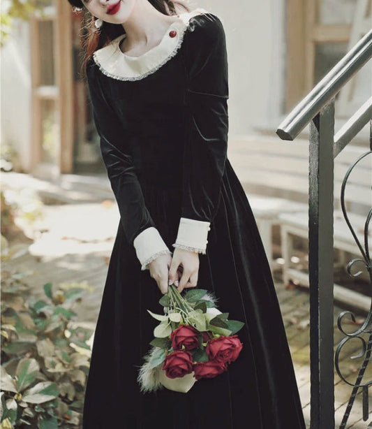 Fragments of a Romance Dark Aesthetic Romantic Goth Velvet Dress