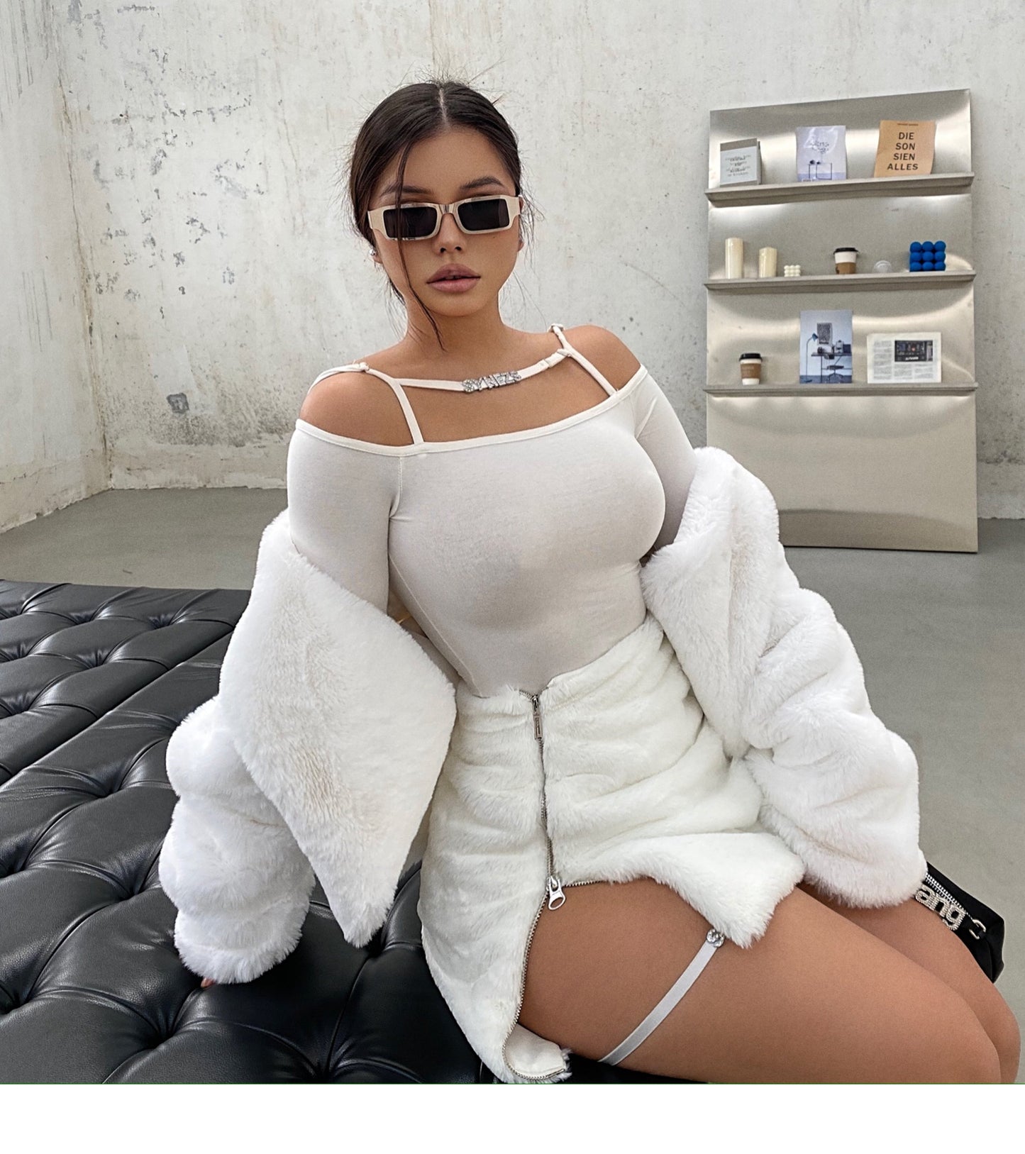 SYNEZ Timothee Furry Long Sleeve Jacket