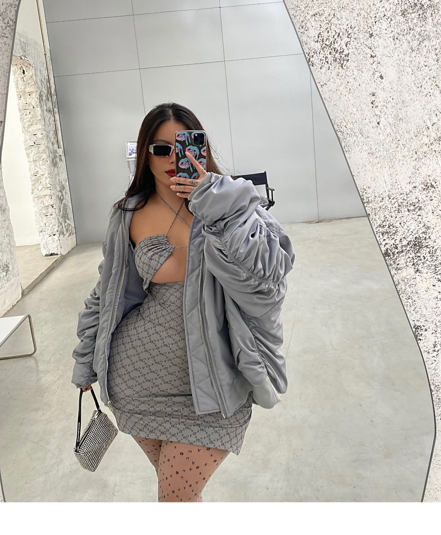 Analice SYNEZ Grey Bomber Jacket