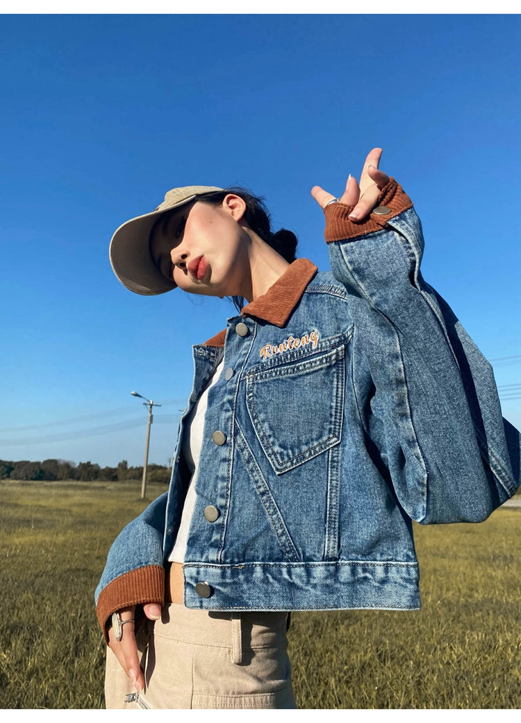 RVNTENG Blue Denim Jean Jacket