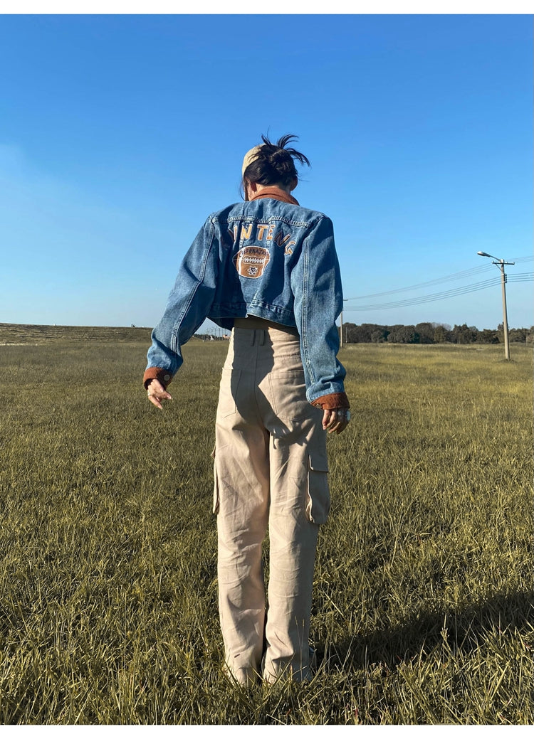 RVNTENG Blue Denim Jean Jacket