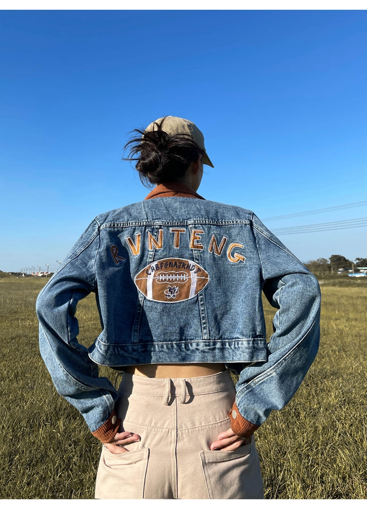 RVNTENG Blue Denim Jean Jacket