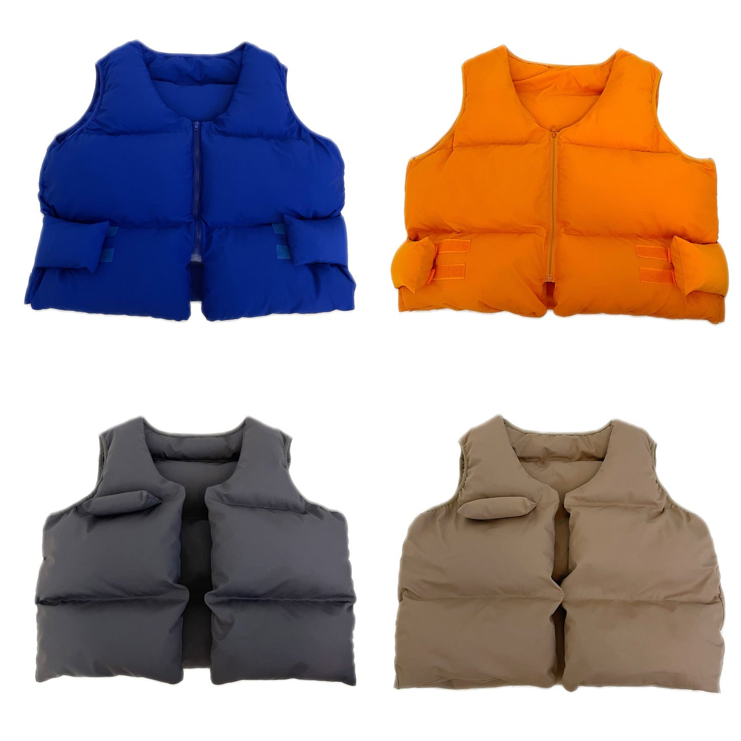 SYNEZ Solid Color Puffed Sleeveless Jacket