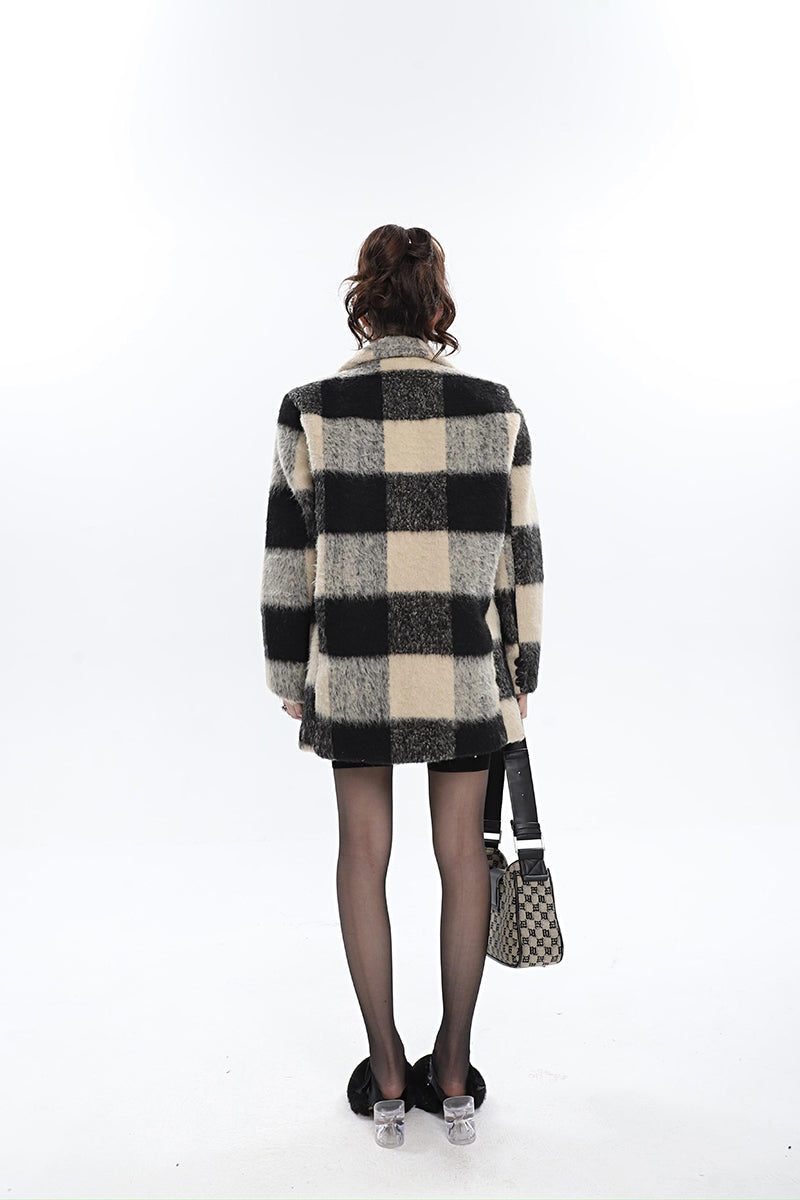 Emmalee Checkered Long Sleeve Blazer Jacket