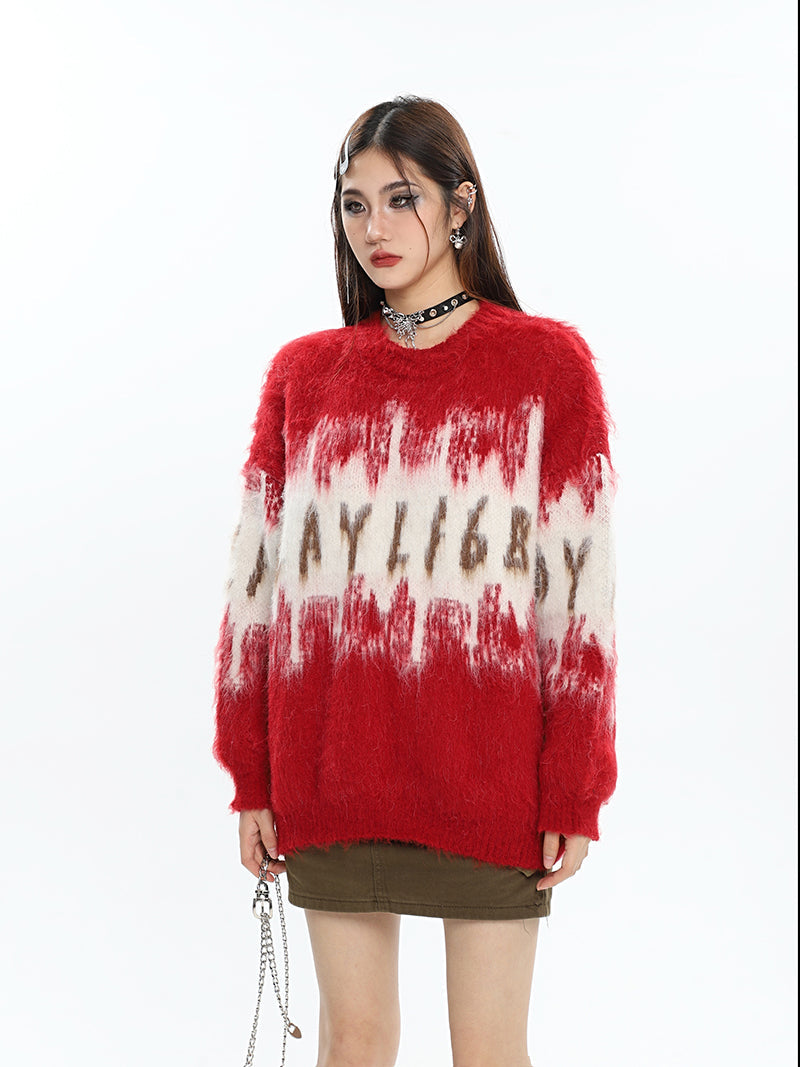 LAYLFGB Graphic Letter Print Long Sleeve Sweater