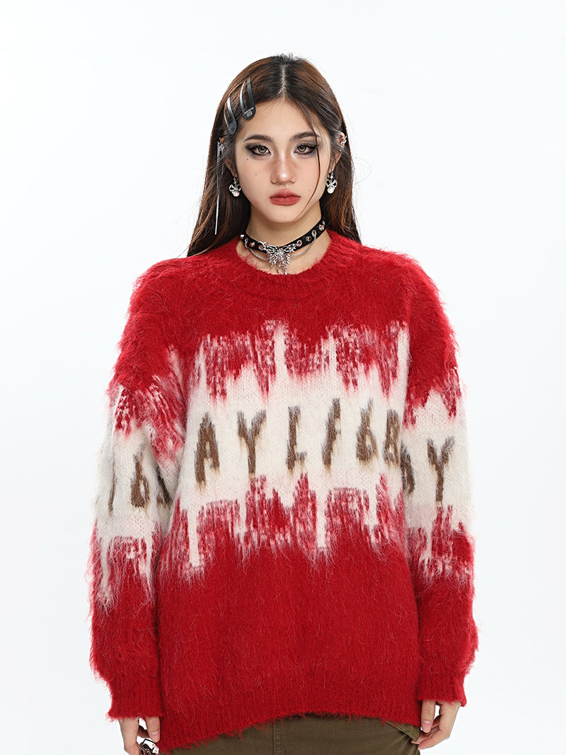 LAYLFGB Graphic Letter Print Long Sleeve Sweater